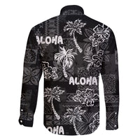 Aloha Vintage Quilt Family Matching Off Shoulder Short Dress and Hawaiian Shirt Hawaiian Seamless - Black LT7 - Polynesian Pride