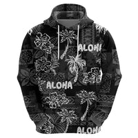 Aloha Vintage Quilt Hoodie Hawaiian Seamless - Black LT7 - Polynesian Pride
