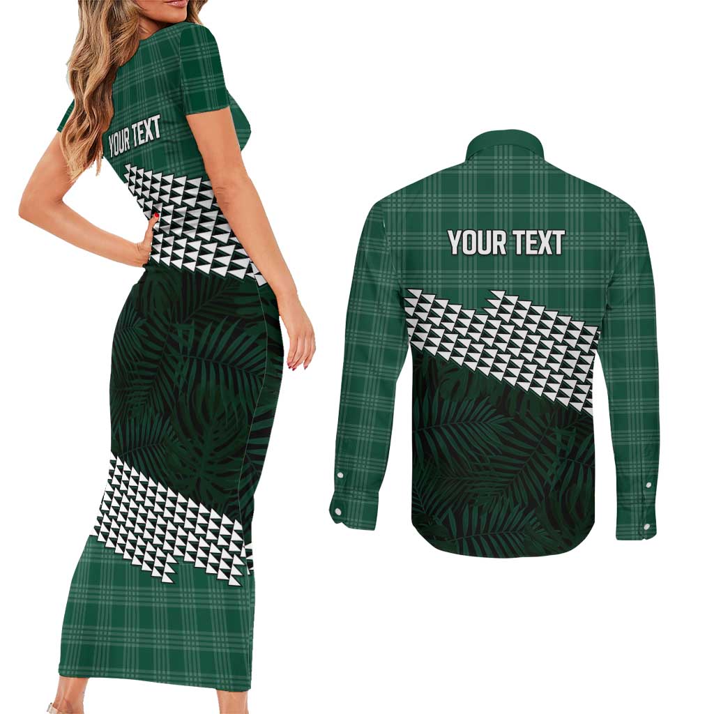 Rainbow Warriors Hawaii Personalized Palaka Couples Matching Short Sleeve Bodycon Dress and Long Sleeve Button Shirt - Polynesian Pride