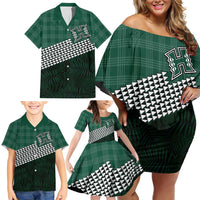 Rainbow Warriors Hawaii Personalized Palaka Family Matching Off Shoulder Short Dress and Hawaiian Shirt - Polynesian Pride