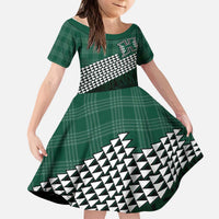 Rainbow Warriors Hawaii Personalized Palaka Kid Short Sleeve Dress - Polynesian Pride