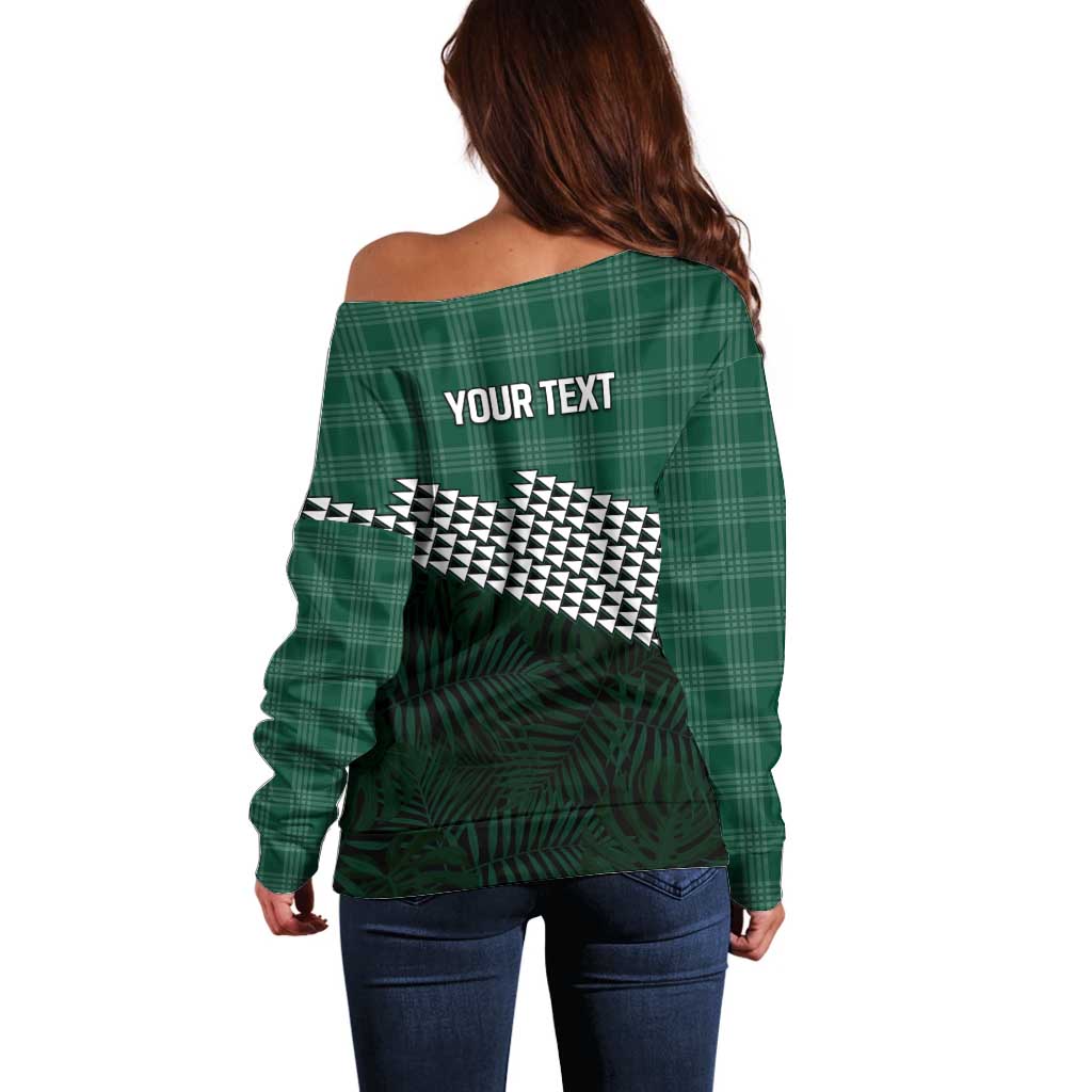 Rainbow Warriors Hawaii Personalized Palaka Off Shoulder Sweater - Polynesian Pride