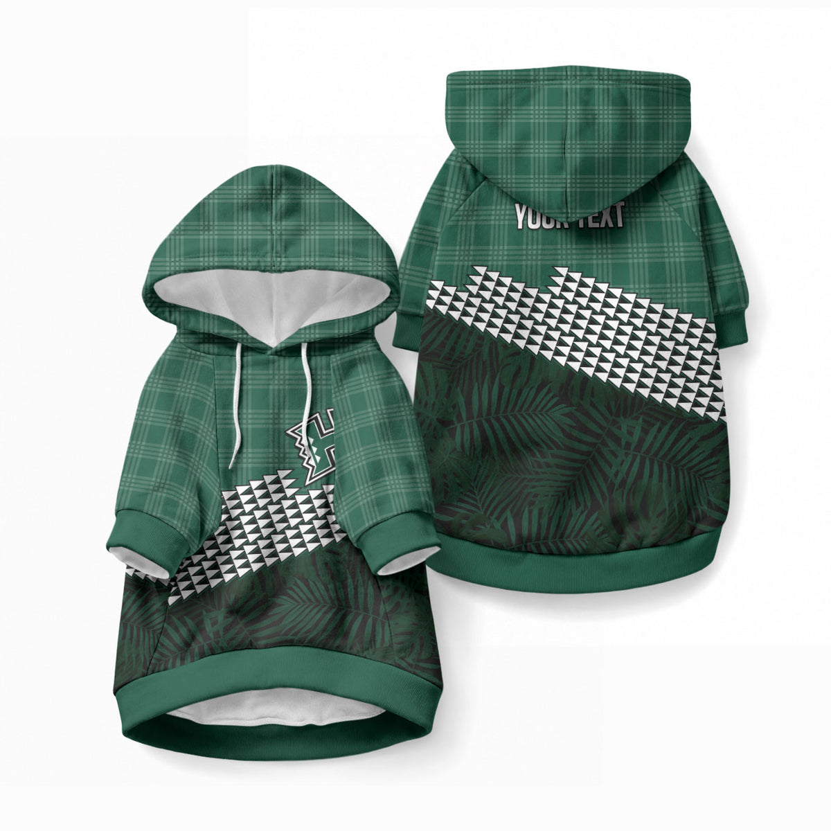 Rainbow Warriors Hawaii Personalized Palaka Pet Hoodie LT7 Pullover Green - Polynesian Pride