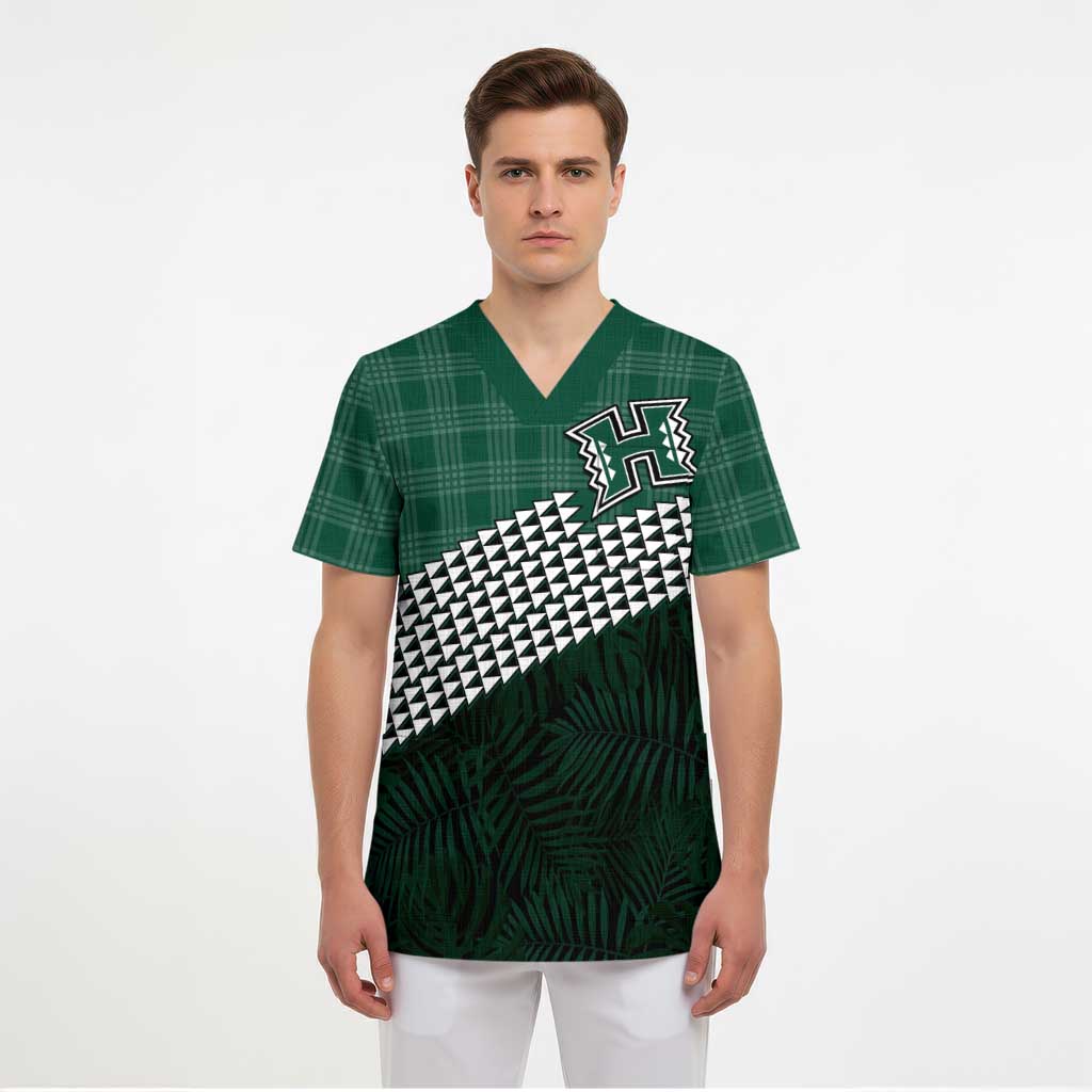 Rainbow Warriors Hawaii Personalized Palaka Scrub Top - Custom Medical Uniform LT7 - Polynesian Pride