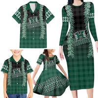 Rainbow Warriors Hawaii Palaka Family Matching Long Sleeve Bodycon Dress and Hawaiian Shirt Maile Lei - Polynesian Pride