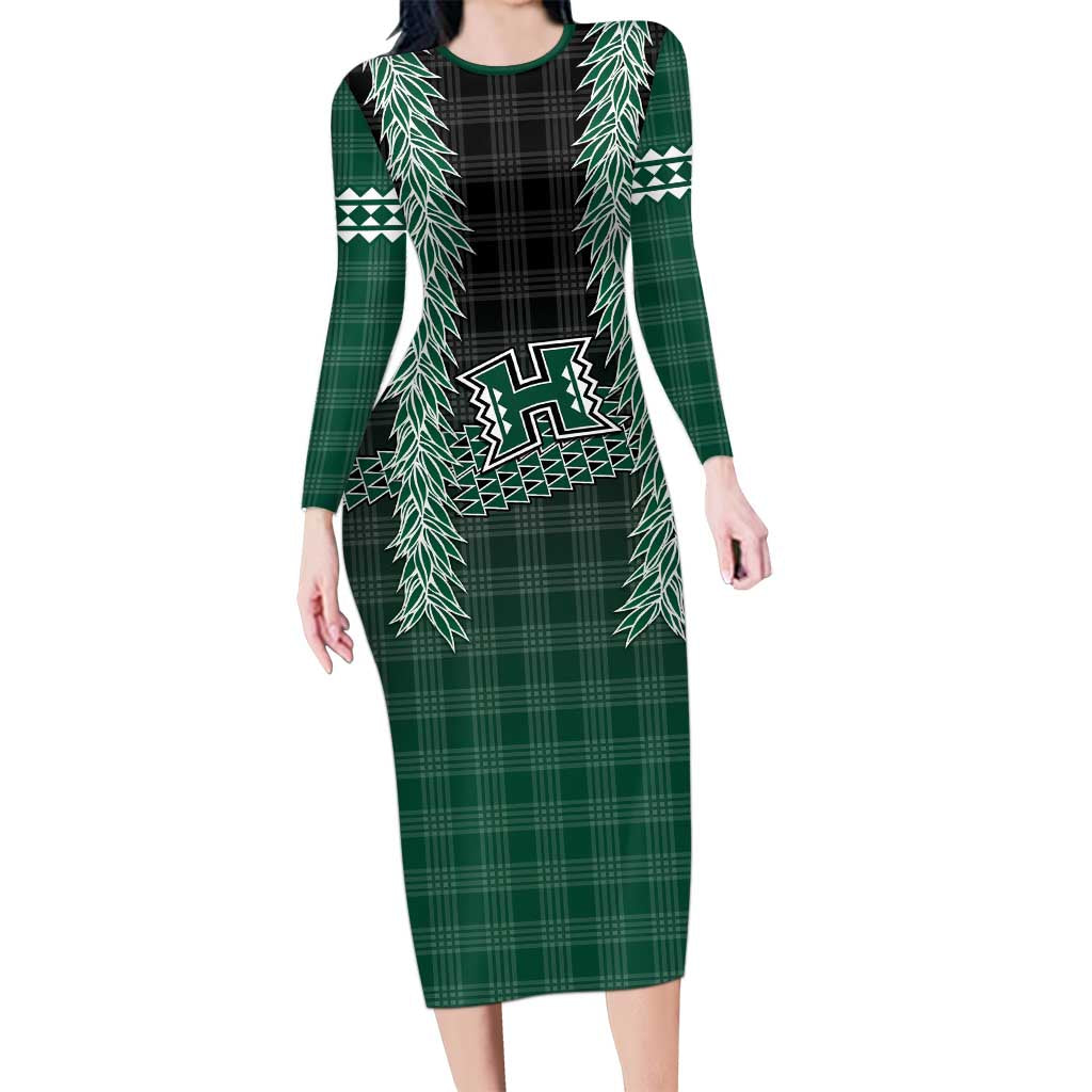 Rainbow Warriors Hawaii Palaka Family Matching Long Sleeve Bodycon Dress and Hawaiian Shirt Maile Lei - Polynesian Pride