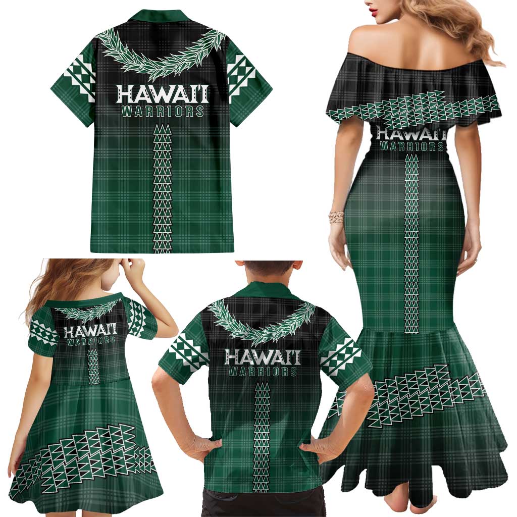 Rainbow Warriors Hawaii Palaka Family Matching Mermaid Dress and Hawaiian Shirt Maile Lei - Polynesian Pride