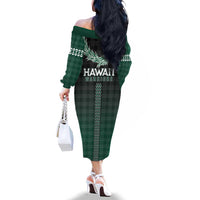 Rainbow Warriors Hawaii Palaka Family Matching Off The Shoulder Long Sleeve Dress and Hawaiian Shirt Maile Lei LT7 - Polynesian Pride