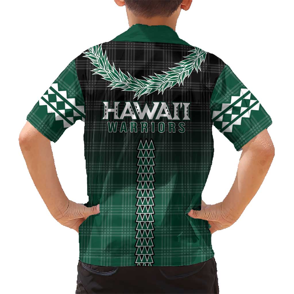 Rainbow Warriors Hawaii Palaka Family Matching Off Shoulder Short Dress and Hawaiian Shirt Maile Lei - Polynesian Pride