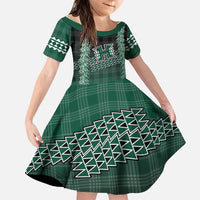 Rainbow Warriors Hawaii Palaka Family Matching Off Shoulder Short Dress and Hawaiian Shirt Maile Lei - Polynesian Pride