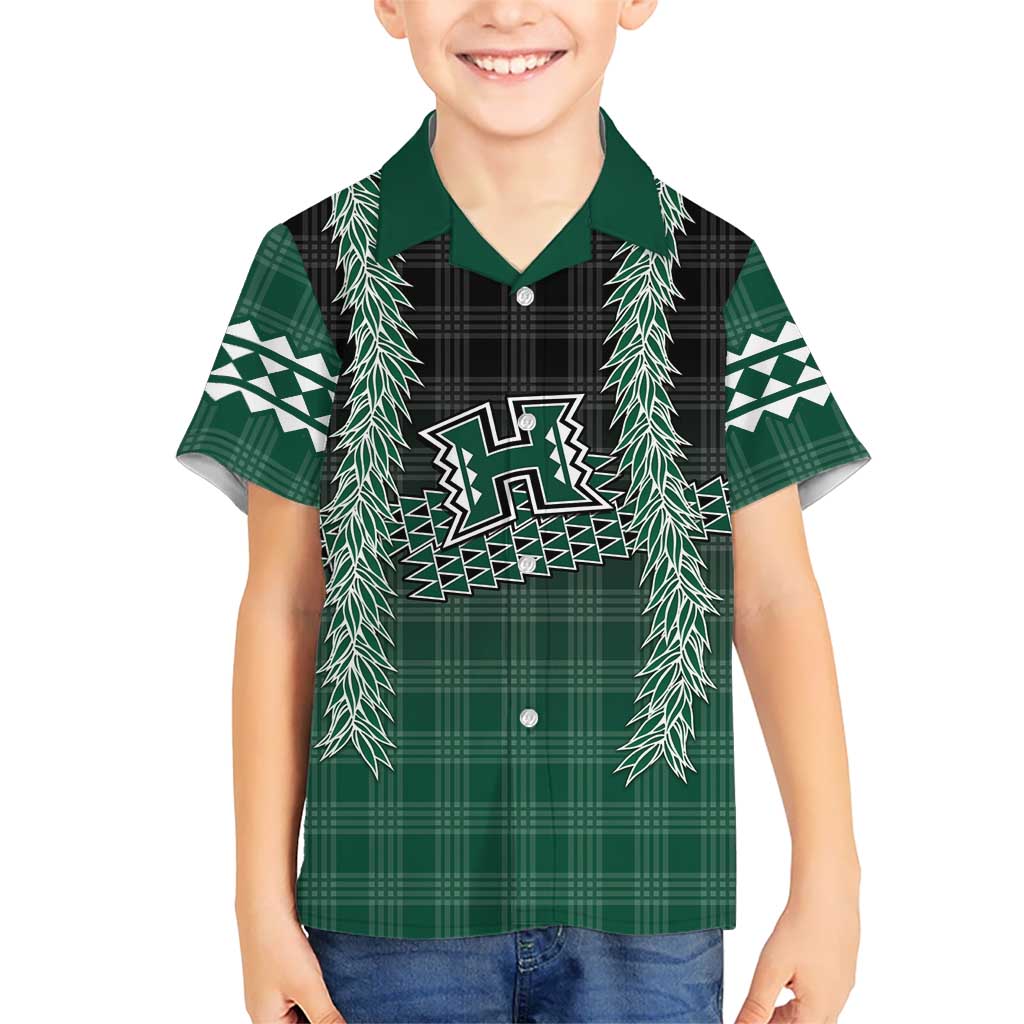 Rainbow Warriors Hawaii Palaka Family Matching Short Sleeve Bodycon Dress and Hawaiian Shirt Maile Lei - Polynesian Pride