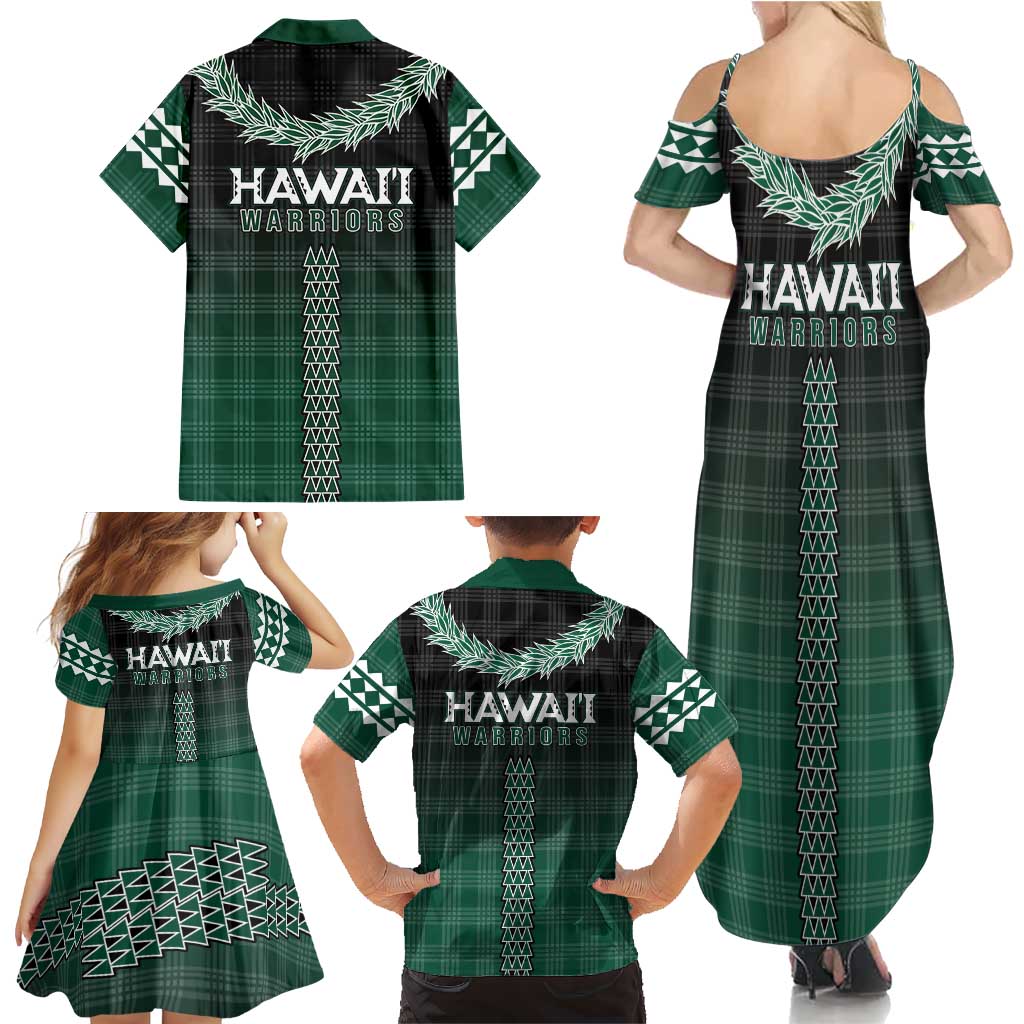 Rainbow Warriors Hawaii Palaka Family Matching Summer Maxi Dress and Hawaiian Shirt Maile Lei - Polynesian Pride