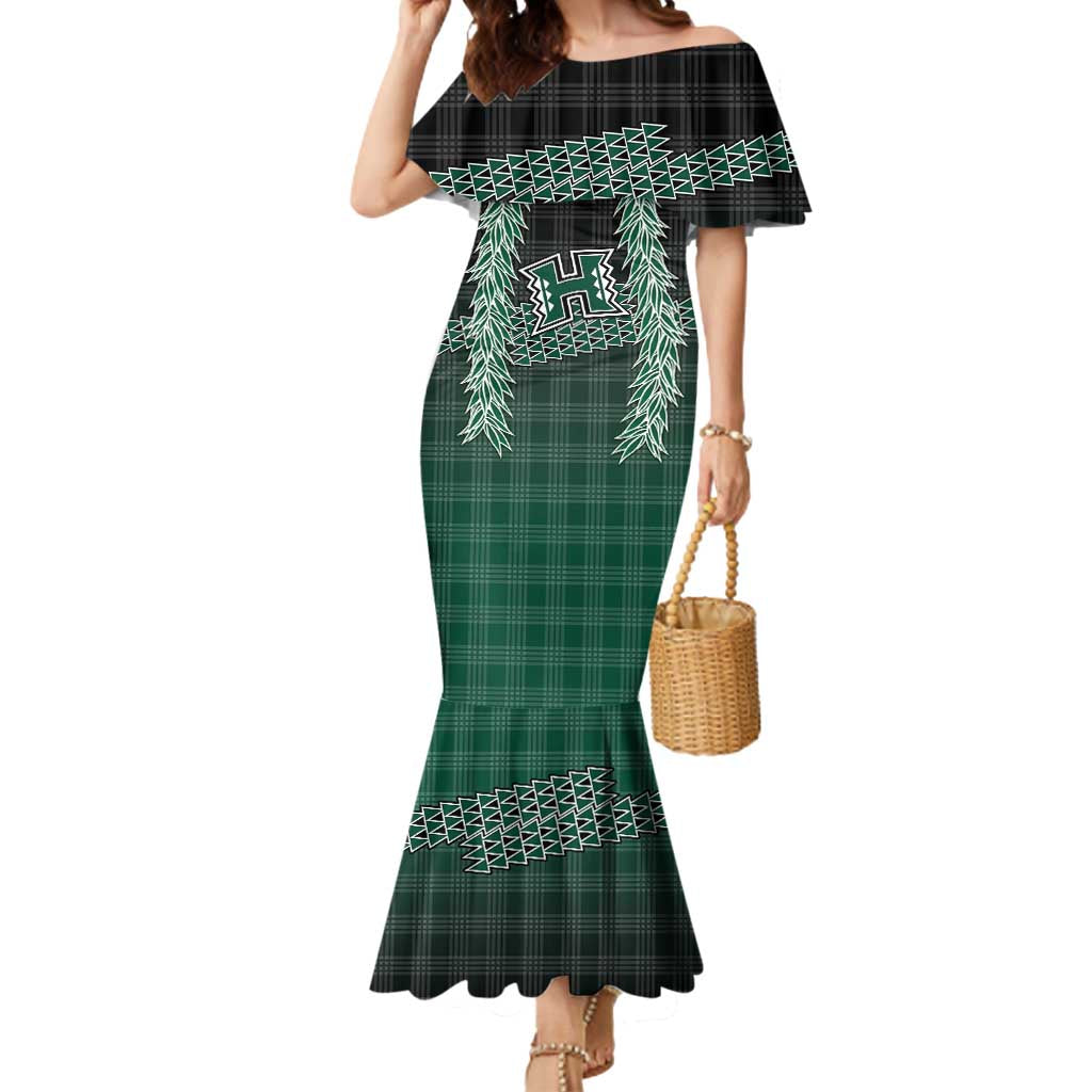 Rainbow Warriors Hawaii Palaka Mermaid Dress Maile Lei - Polynesian Pride
