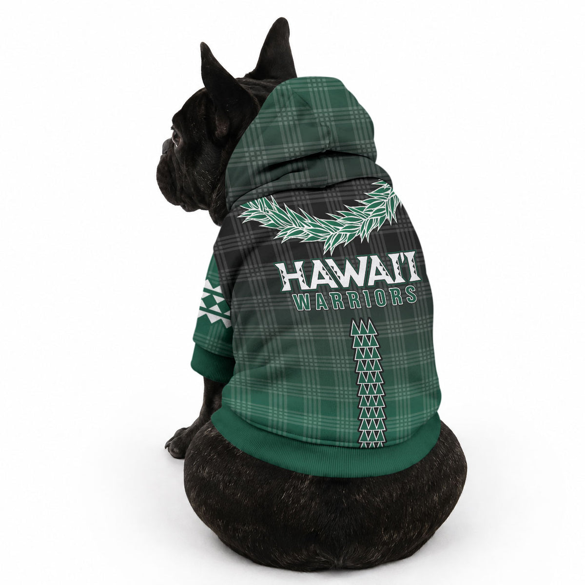 Rainbow Warriors Hawaii Palaka Pet Hoodie Maile Lei LT7 - Polynesian Pride