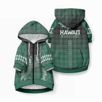 Rainbow Warriors Hawaii Palaka Pet Hoodie Maile Lei LT7 Zip-up Dark Green - Polynesian Pride