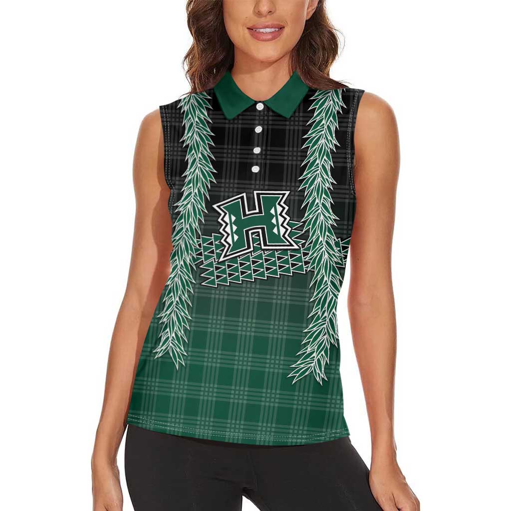 Rainbow Warriors Hawaii Palaka Women Sleeveless Polo Shirt Maile Lei - Polynesian Pride