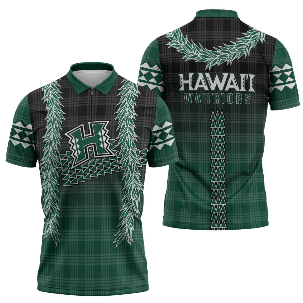 Rainbow Warriors Hawaii Palaka Zipper Polo Shirt Maile Lei - Polynesian Pride