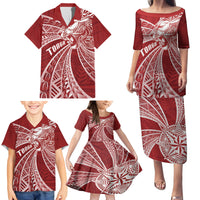 Tonga Independence Day Family Matching Puletasi and Hawaiian Shirt Tongatapu Lion Ngatu Motifs LT7 - Polynesian Pride