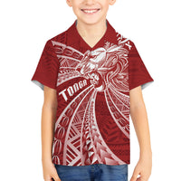 Tonga Independence Day Family Matching Puletasi and Hawaiian Shirt Tongatapu Lion Ngatu Motifs LT7 Son's Shirt Red - Polynesian Pride