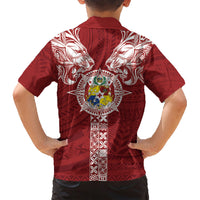 Tonga Independence Day Family Matching Short Sleeve Bodycon Dress and Hawaiian Shirt Tongatapu Lion Ngatu Motifs LT7 - Polynesian Pride