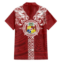 Tonga Independence Day Family Matching Short Sleeve Bodycon Dress and Hawaiian Shirt Tongatapu Lion Ngatu Motifs LT7 - Polynesian Pride