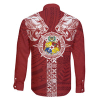 Tonga Independence Day Family Matching Short Sleeve Bodycon Dress and Hawaiian Shirt Tongatapu Lion Ngatu Motifs LT7 - Polynesian Pride