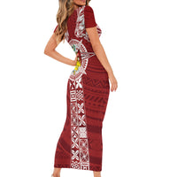 Tonga Independence Day Family Matching Short Sleeve Bodycon Dress and Hawaiian Shirt Tongatapu Lion Ngatu Motifs LT7 - Polynesian Pride
