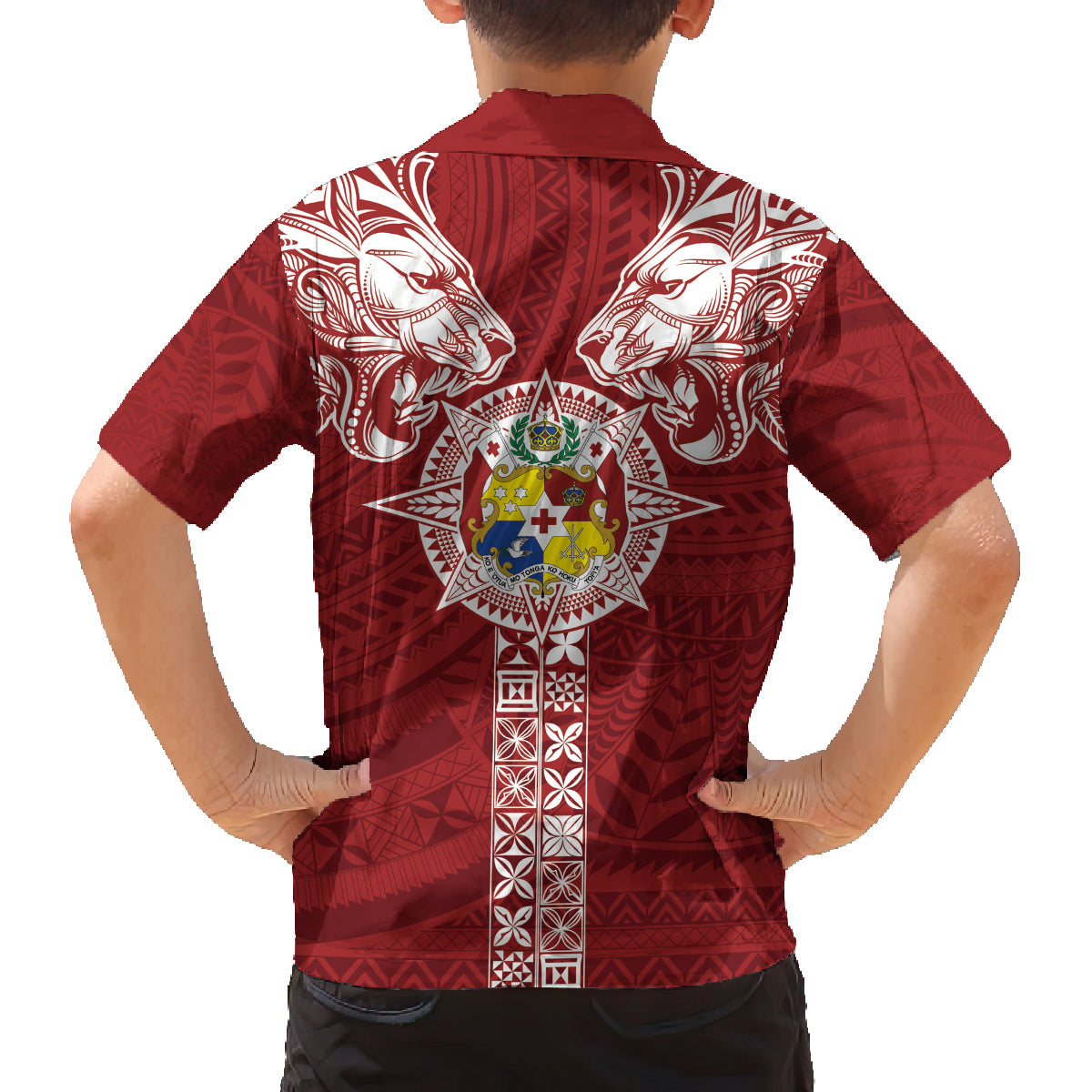 Tonga Independence Day Family Matching Tank Maxi Dress and Hawaiian Shirt Tongatapu Lion Ngatu Motifs LT7 - Polynesian Pride