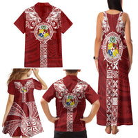 Tonga Independence Day Family Matching Tank Maxi Dress and Hawaiian Shirt Tongatapu Lion Ngatu Motifs LT7 - Polynesian Pride