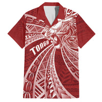 Tonga Independence Day Family Matching Tank Maxi Dress and Hawaiian Shirt Tongatapu Lion Ngatu Motifs LT7 Dad's Shirt - Short Sleeve Red - Polynesian Pride