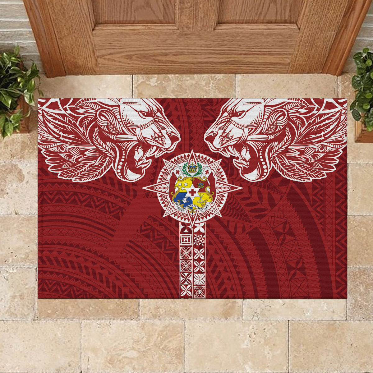 Tonga Independence Day Rubber Doormat Tongatapu Lion Ngatu Motifs