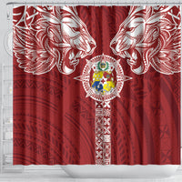 Tonga Independence Day Shower Curtain Tongatapu Lion Ngatu Motifs