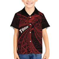 Tonga Independence Day Family Matching Puletasi and Hawaiian Shirt Tongatapu Lion Ngatu Motifs Black Ver. LT7 Son's Shirt Black - Polynesian Pride