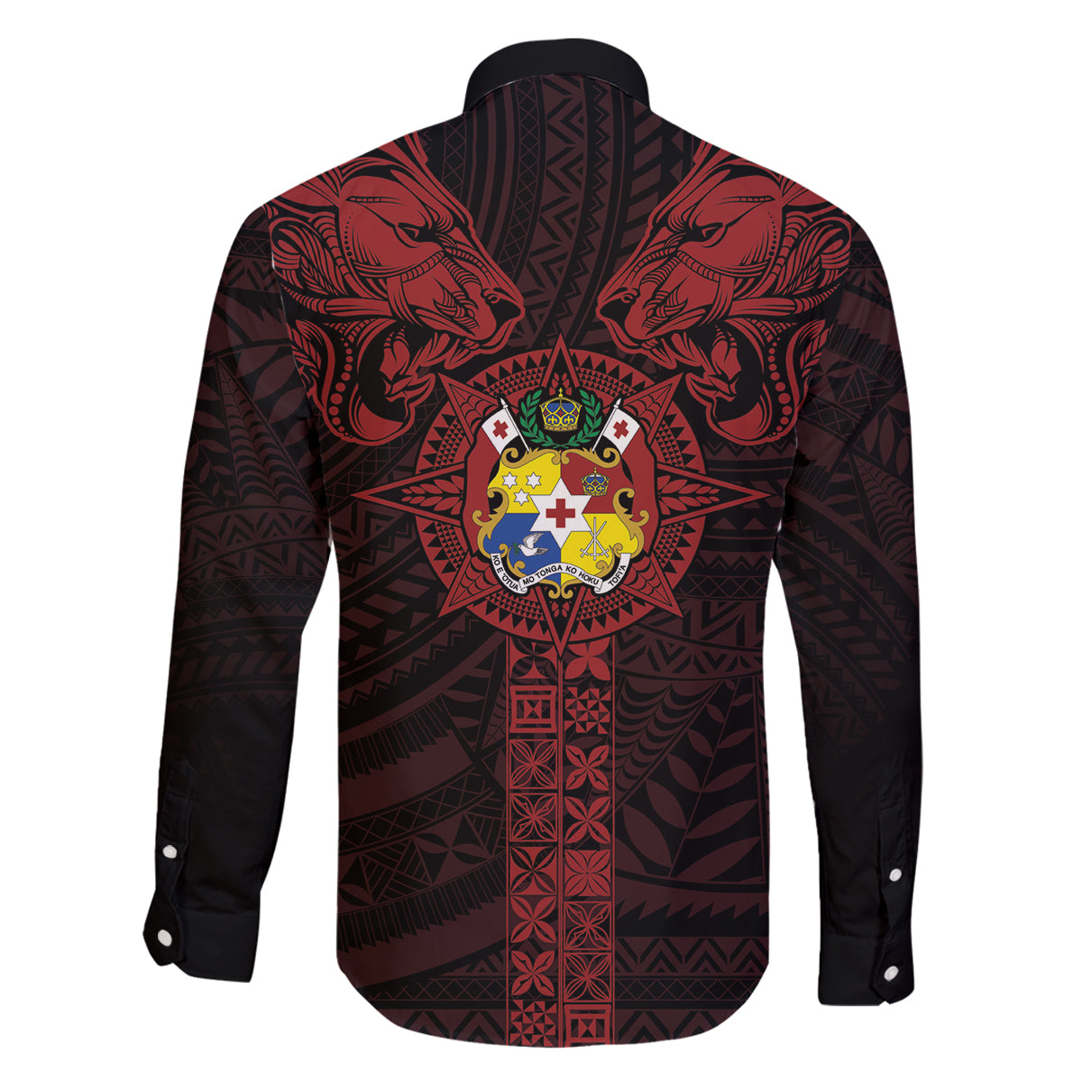 Tonga Independence Day Family Matching Tank Maxi Dress and Hawaiian Shirt Tongatapu Lion Ngatu Motifs Black Ver. LT7 - Polynesian Pride