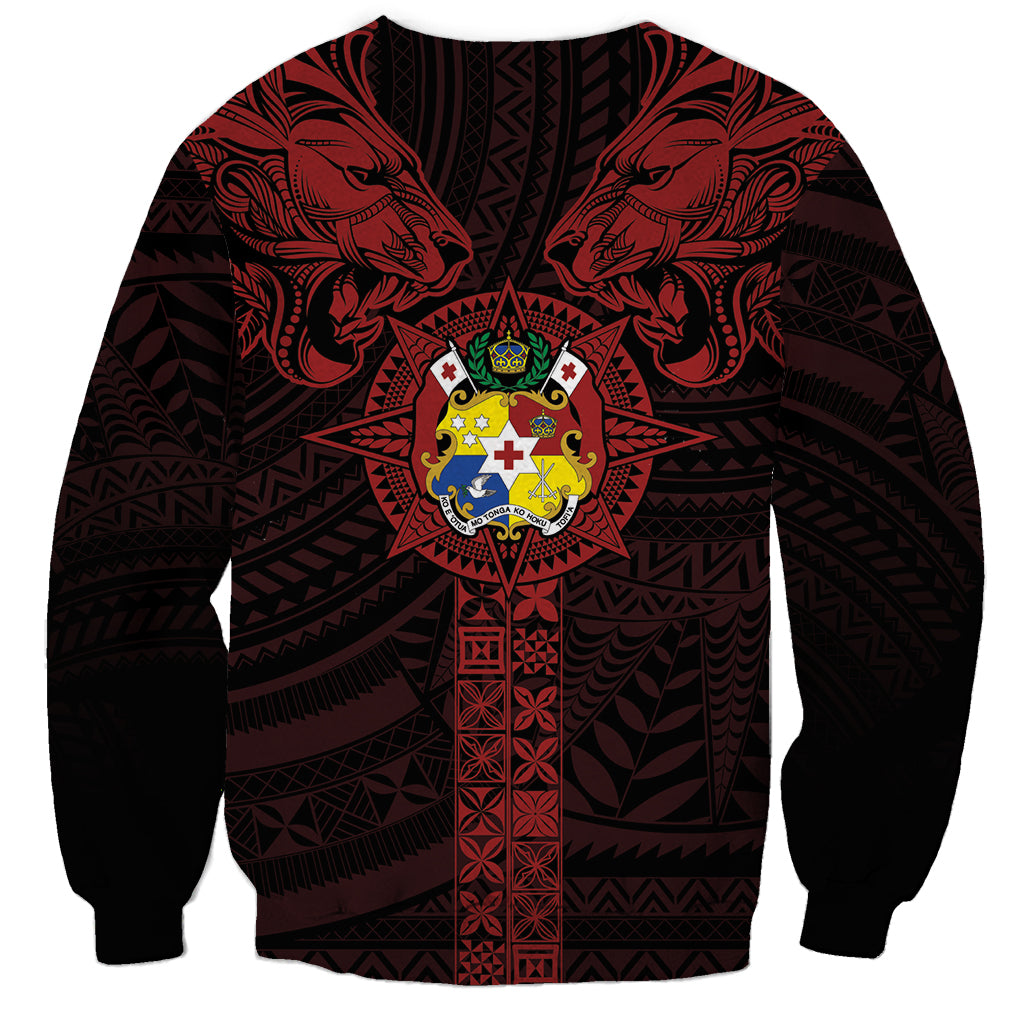 Tonga Independence Day Sweatshirt Tongatapu Lion Ngatu Motifs Black Ver.