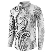Polynesia Plumeria Lei Button Sweatshirt White Curves Motif