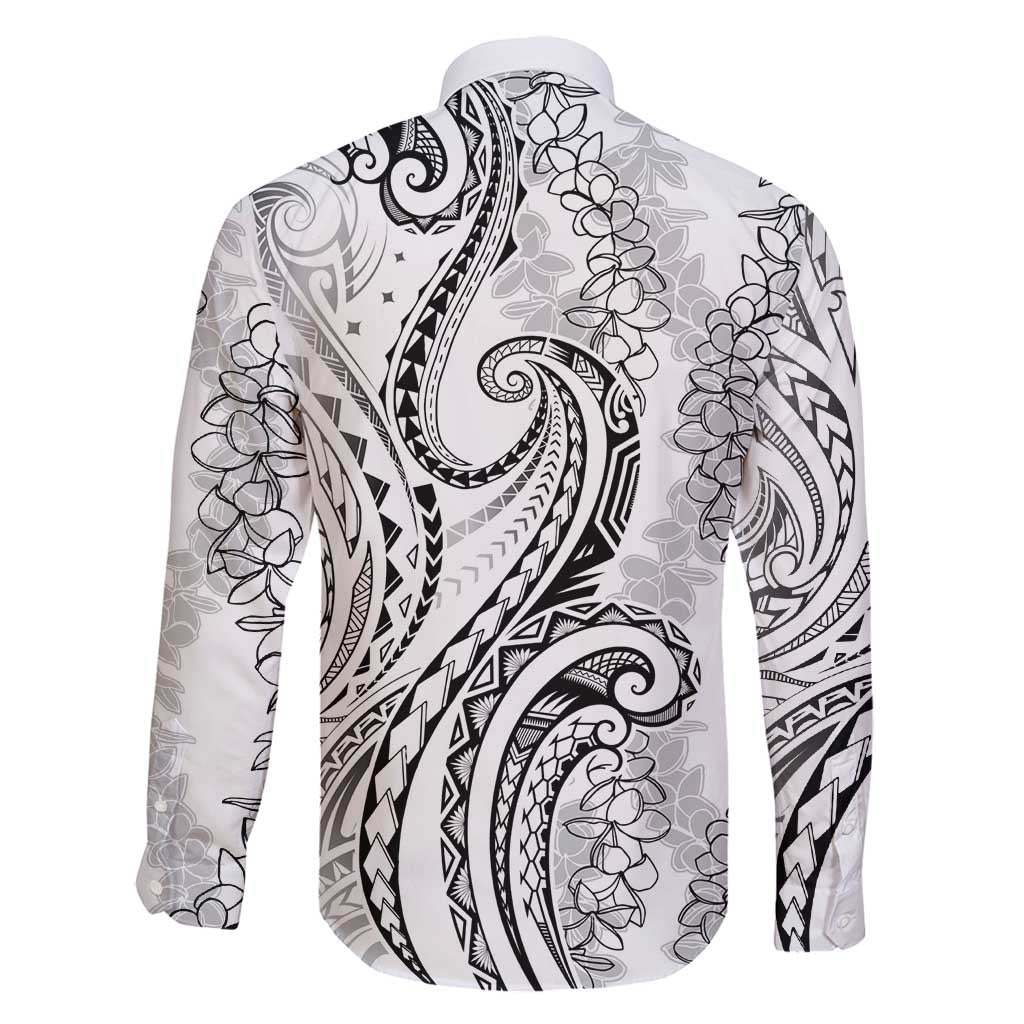 Polynesia Plumeria Lei Family Matching Mermaid Dress and Hawaiian Shirt White Curves Motif LT7 - Polynesian Pride