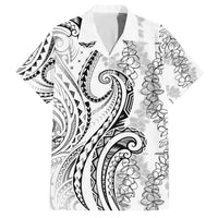 Polynesia Plumeria Lei Family Matching Off The Shoulder Long Sleeve Dress and Hawaiian Shirt White Curves Motif LT7 Dad's Shirt - Short Sleeve White - Polynesian Pride