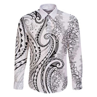 Polynesia Plumeria Lei Family Matching Puletasi and Hawaiian Shirt White Curves Motif