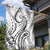 Polynesia Plumeria Lei Garden Flag White Curves Motif