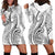 Polynesia Plumeria Lei Hoodie Dress White Curves Motif