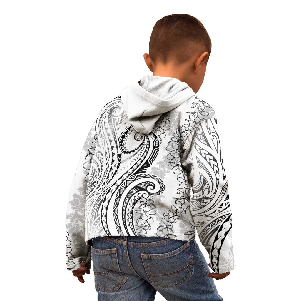 Polynesia Plumeria Lei Kid Hoodie White Curves Motif LT7 - Polynesian Pride
