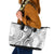 Polynesia Plumeria Lei Leather Tote Bag White Curves Motif