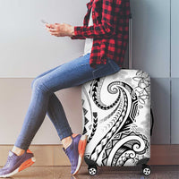 Polynesia Plumeria Lei Luggage Cover White Curves Motif