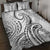 Polynesia Plumeria Lei Quilt Bed Set White Curves Motif