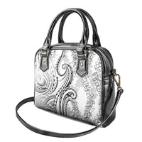 Polynesia Plumeria Lei Shoulder Handbag White Curves Motif