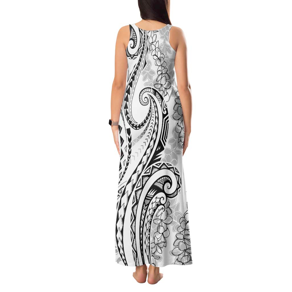 Polynesia Plumeria Lei Tank Maxi Dress White Curves Motif