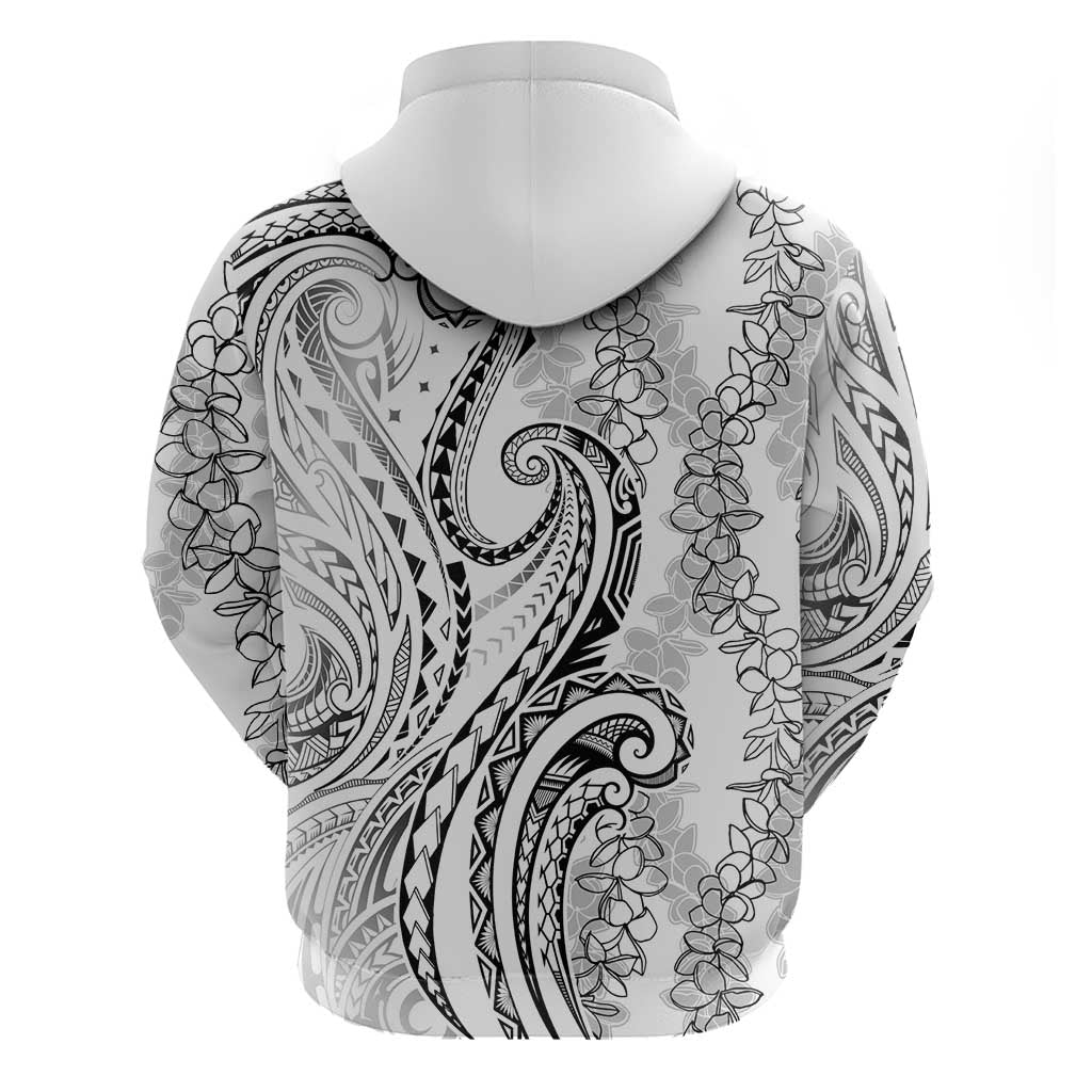 Polynesia Plumeria Lei Zip Hoodie White Curves Motif