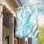 Polynesia Plumeria Lei Garden Flag White Turquoise Curves Motif