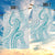 Polynesia Plumeria Lei Garden Flag White Turquoise Curves Motif